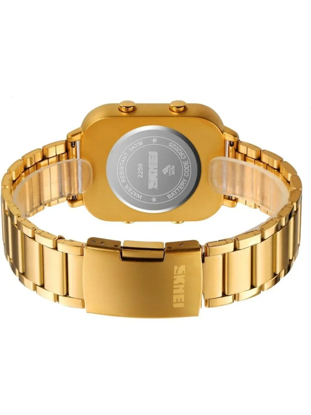 Unisex Gold Analog Stainless Steel Waterproof Electronic Square Digital Watch